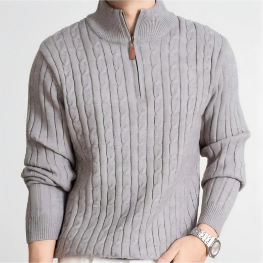 贝*汉姆同款 SUSX意式老钱经典绞花半拉链羊毛针织衫S0246835（下单3-7天发货） 商品图9