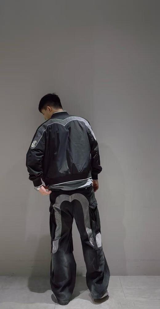 D111370秋冬季新品男士仙鹤嵌条大M棒球服通勤夹克外套棉服 商品图14