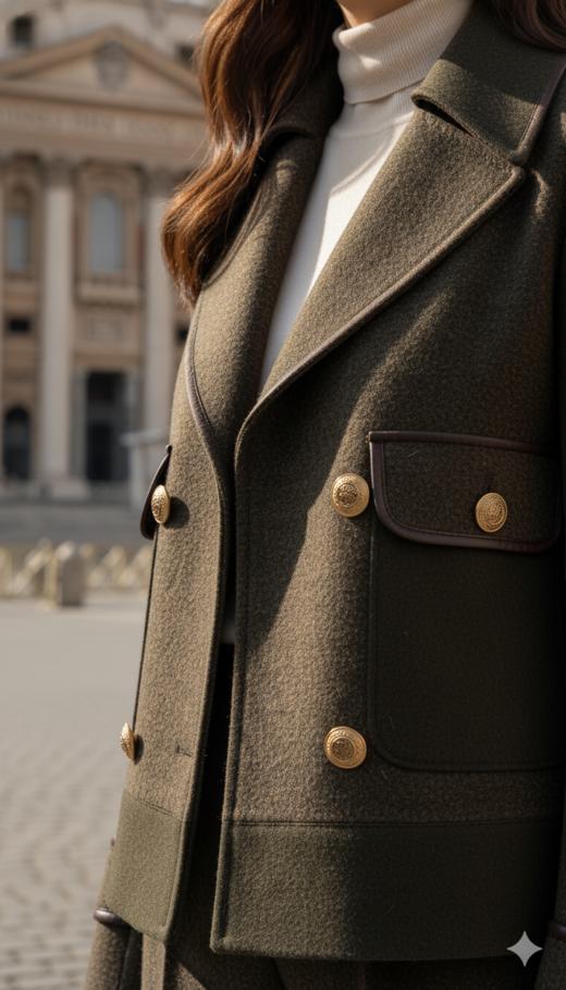 双排扣撞活动领外套 商品图2