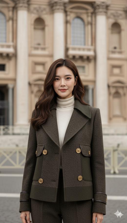 双排扣撞活动领外套 商品图1