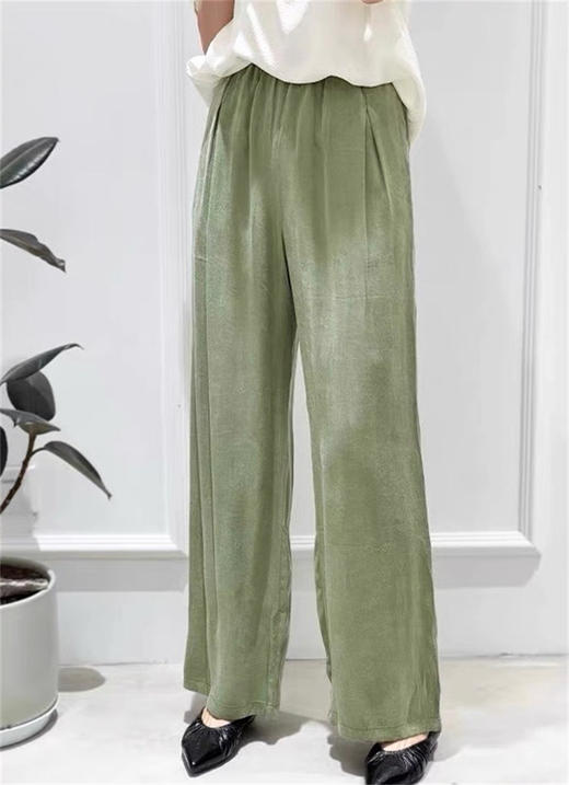 莱赛尔铜氨丝面料柔软亲肤透气时尚直筒阔腿裤 商品图4