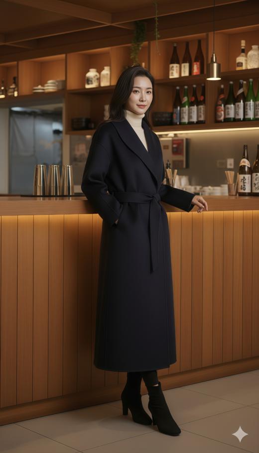 IC同款造型立领珠边双面手工大衣（附腰带） 商品图7