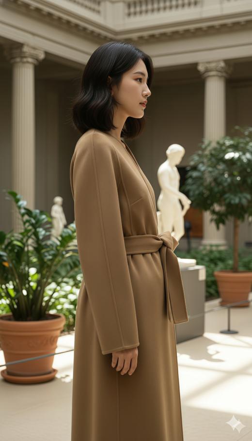 AG同款无领收腰女神款双面手工大衣（附腰带） 商品图3