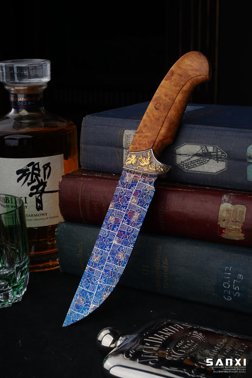 三希堂  现代刀系列  鎏金卷草小猎  未开刃 商品图0