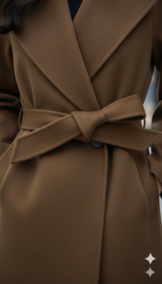 廓形翻领肩造型长款大衣（附腰带） 商品图7