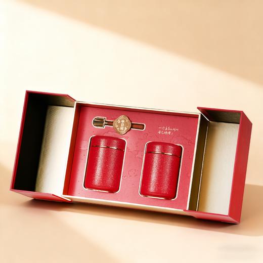 双开门礼盒【2不锈钢罐+1勺 红色 约装3~4两左右】68元一套/10套一箱 商品图1