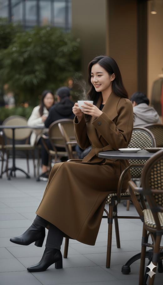 廓形翻领肩造型长款大衣（附腰带） 商品图5