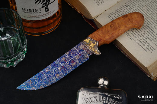 三希堂  现代刀系列  鎏金卷草小猎  未开刃 商品图2