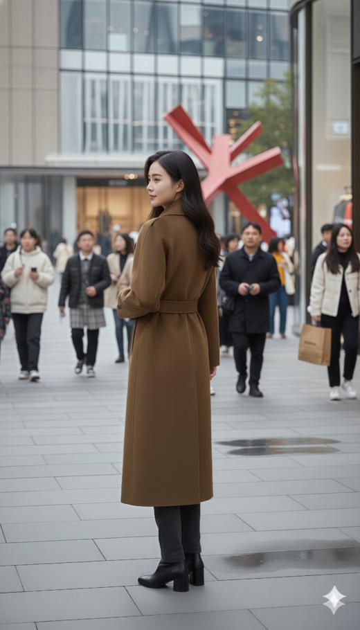 廓形翻领肩造型长款大衣（附腰带） 商品图1