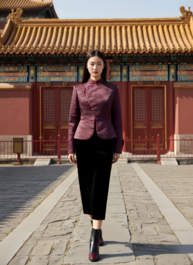 新中式改良立领袖弧形外套