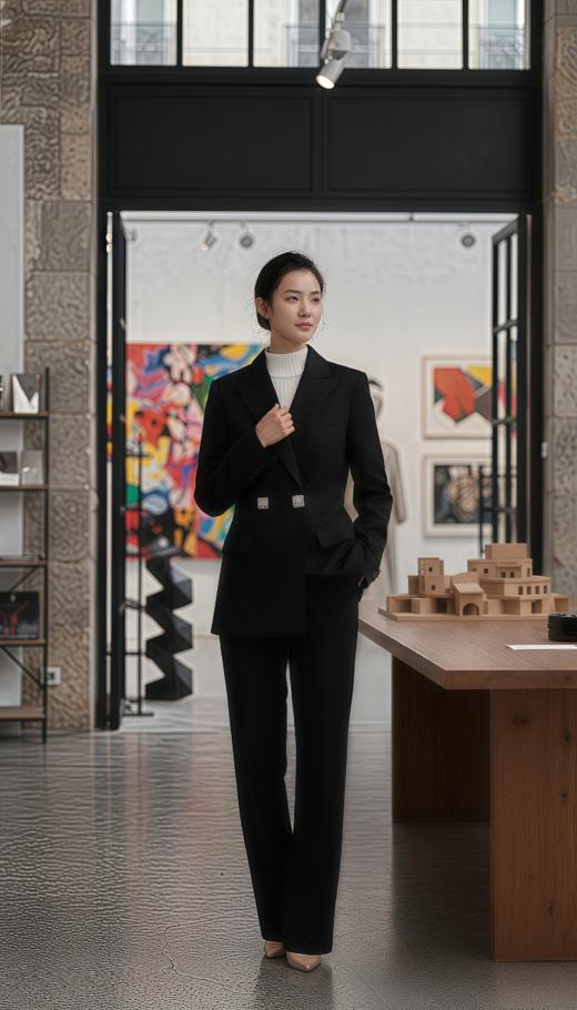 双排扣枪勃领收腰气质西服 商品图3