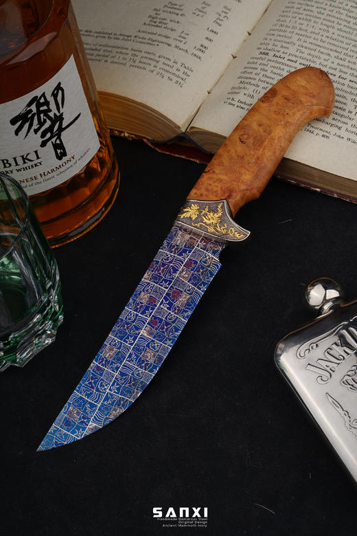 三希堂  现代刀系列  鎏金卷草小猎  未开刃 商品图1