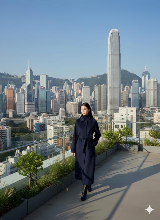 双面手工腰带长款大衣 商品图2