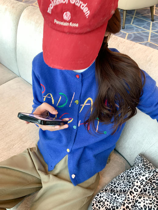 【189元任选2件】现货！蓝色刺绣毛衣开衫 商品图6