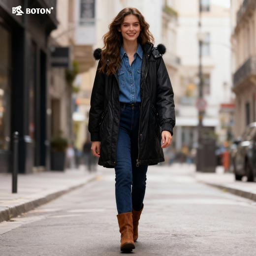 【第2件半价！尾货清仓不退换】波顿女士中长羽绒LJ638 商品图1