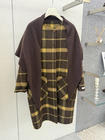 【门店同款】ENJOY冬季“暖冬知性”撞色格纹中长款大衣 167948661