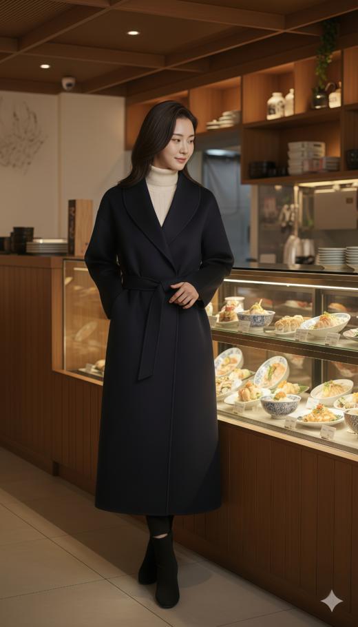 IC同款造型立领珠边双面手工大衣（附腰带） 商品图2