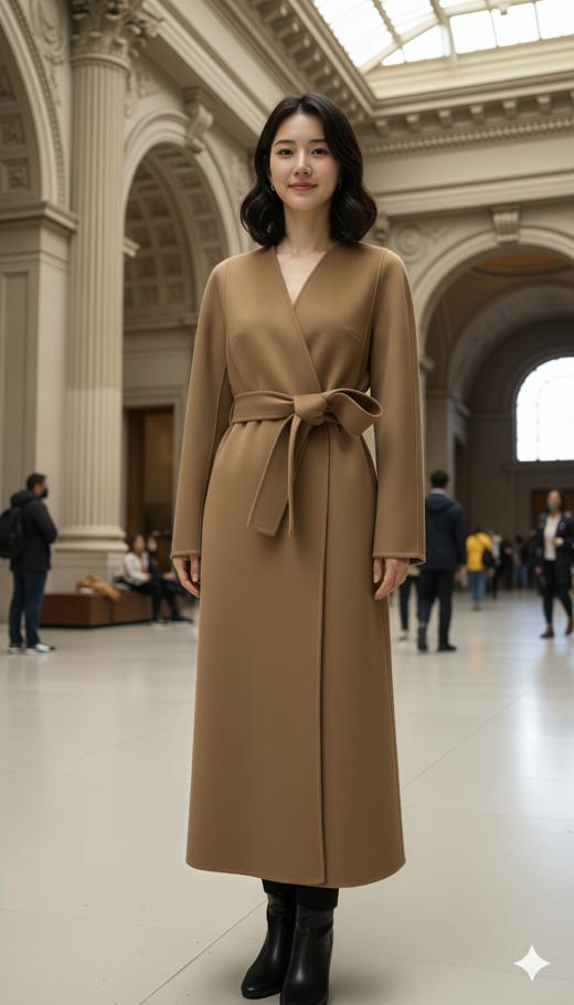 AG同款无领收腰女神款双面手工大衣（附腰带） 商品图2