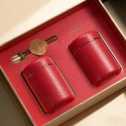 双开门礼盒【2不锈钢罐+1勺 红色 约装3~4两左右】68元一套/10套一箱 商品图2