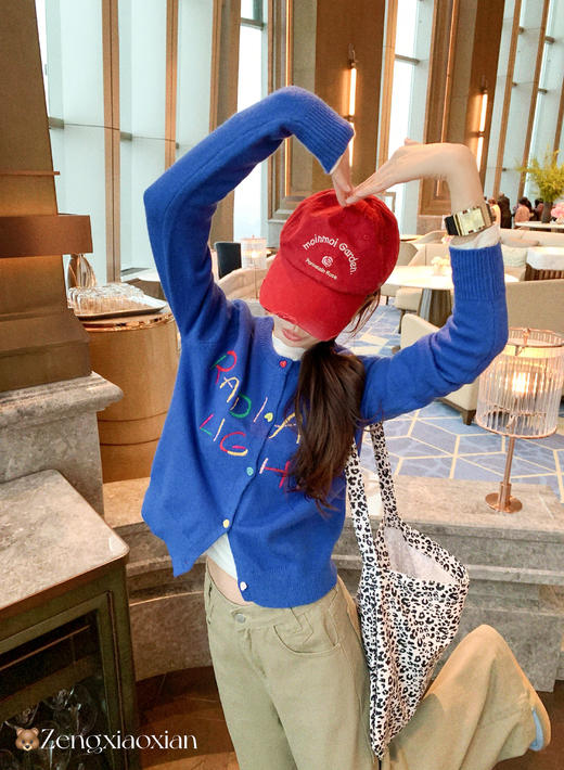 【189元任选2件】现货！蓝色刺绣毛衣开衫 商品图8