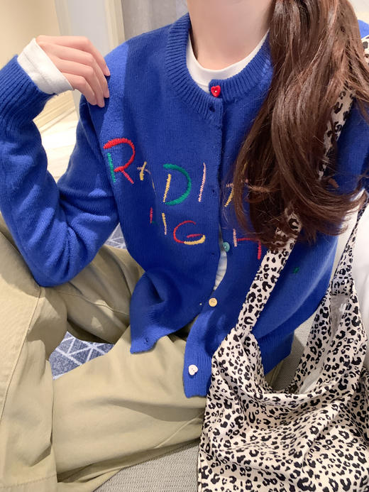 【189元任选2件】现货！蓝色刺绣毛衣开衫 商品图12