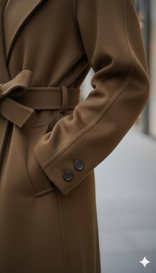 廓形翻领肩造型长款大衣（附腰带） 商品图6