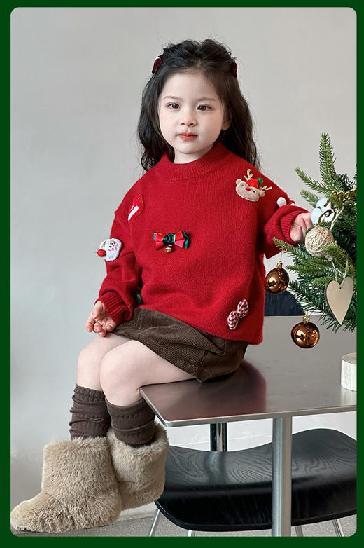 🎄𝘾𝙝𝙧𝙞𝙨𝙩𝙢𝙖𝙨｜真的是一眼就心动『儿童圣诞手工玩偶加厚毛衣』拿捏节日氛围感穿搭❗📣百搭不挑·亲肤不扎·节日氛围感搞起来🎈  商品图2