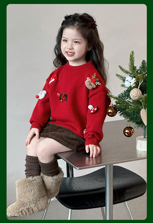 🎄𝘾𝙝𝙧𝙞𝙨𝙩𝙢𝙖𝙨｜真的是一眼就心动『儿童圣诞手工玩偶加厚毛衣』拿捏节日氛围感穿搭❗📣百搭不挑·亲肤不扎·节日氛围感搞起来🎈  商品图4