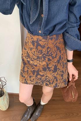 ANSUABEL 新中式国风提花刺绣高腰包臀半身裙 21487