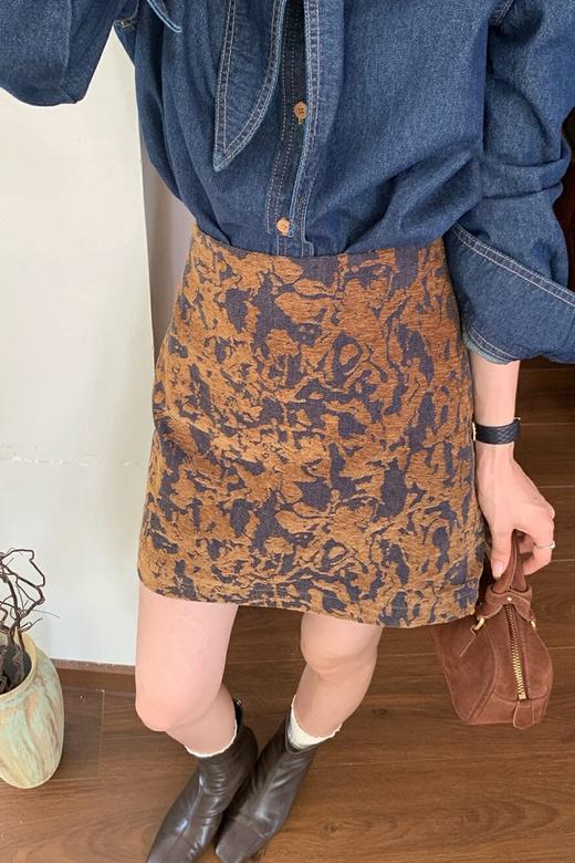 ANSUABEL 新中式国风提花刺绣高腰包臀半身裙 21487 商品图0