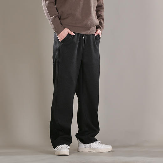 DRONKOO 2025 卡扣抽绳前两破骨压线复合厚绒厚长卫裤 商品图2