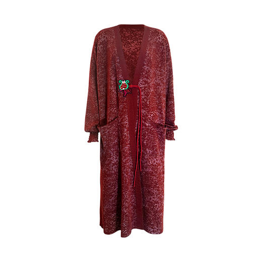 【秋冬新品外套】七夜弦毛织提花长开衫 | 墨绿色 酒红色 商品图5