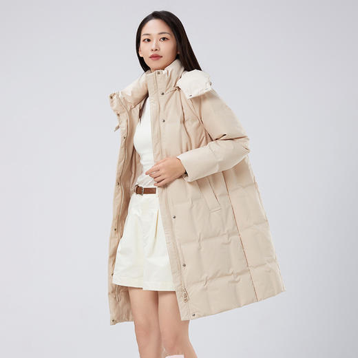 個调冬季新款时尚简约宽松连帽鸭绒中长款羽绒服8826 商品图0