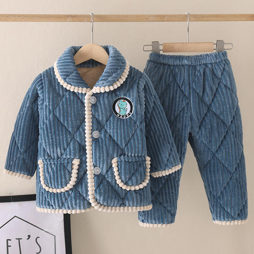 湖南省省服来袭【 加厚法兰绒睡衣套装 儿童/成人款】三层夹棉面料，抗寒锁温，亲子同款，软糯舒适 商品图0