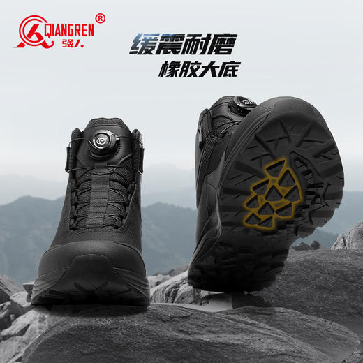 强人3515男靴凯夫拉防穿刺黑色短靴户外耐磨徒步登山靴工装靴 商品图6