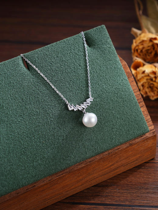 子佩集S925珍珠套链【YL-7774】纯银项链珍珠单排锆石2507 商品图0