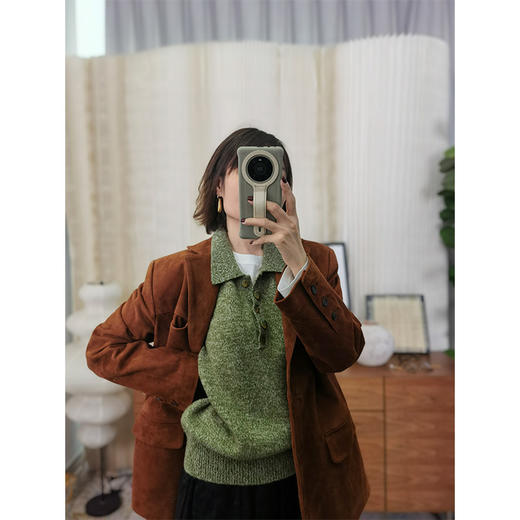 守护者 100% 羊毛 polo 领背心 ——ABC 三股花式纱 百搭显瘦的穿搭万金油 复古时髦新色 商品图5