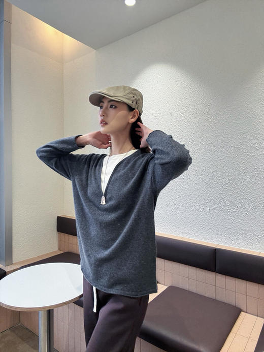 【羊绒的暖】噢蜜ooomeooo羊绒假两件套头衫 商品图1