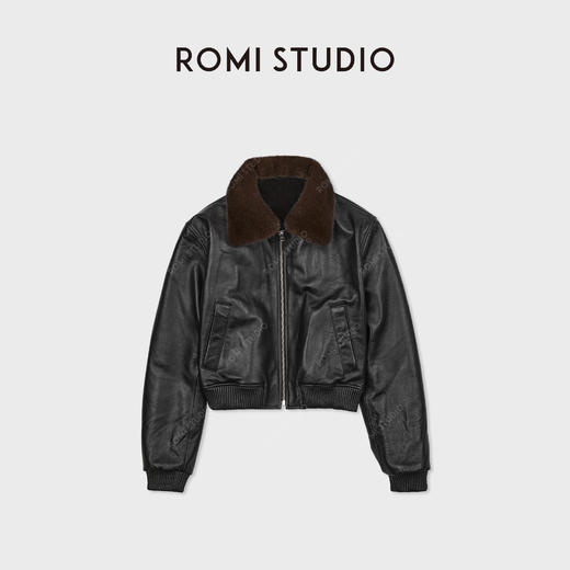 ROMISTUDIO“新西兰雾感小羊皮”拼獭免绒拉贡领皮草 RWCWWG6582 商品图2