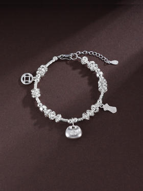 子佩集S925银【福灵妙韵】手链【SL00996】纯银钱串腰缠万贯盘缠盘缠2504