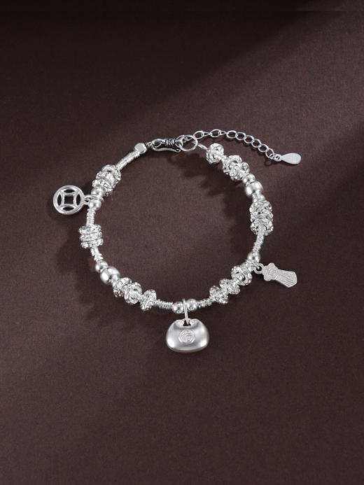 子佩集S925银【福灵妙韵】手链【SL00996】纯银钱串腰缠万贯盘缠盘缠2504 商品图0