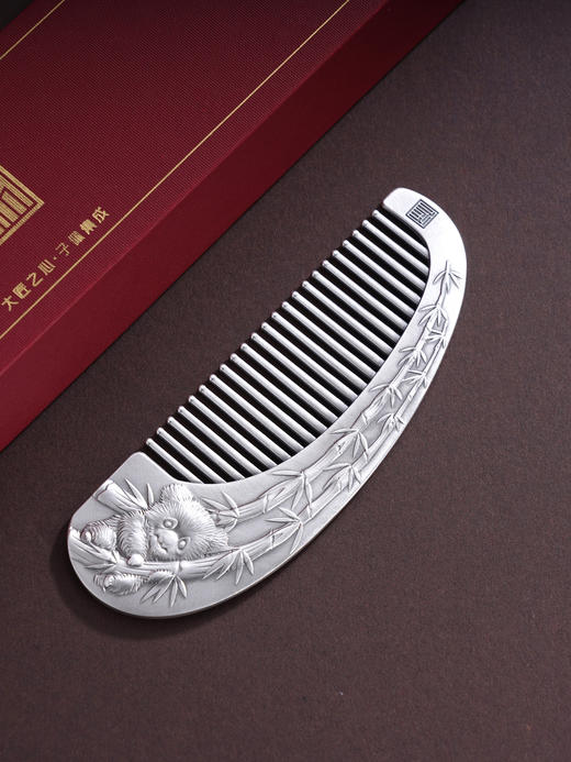 子佩集S999银【童话竹宝】梳子纯银【SZ1100】熊猫竹子原创作品2501 商品图0