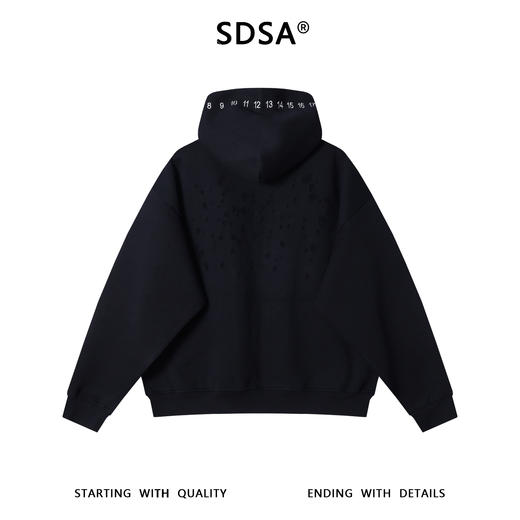 WY1326SDSA秋冬新款痞帅男装简约撞色刺绣数字拉链连帽开衫卫衣休闲百搭 商品图5