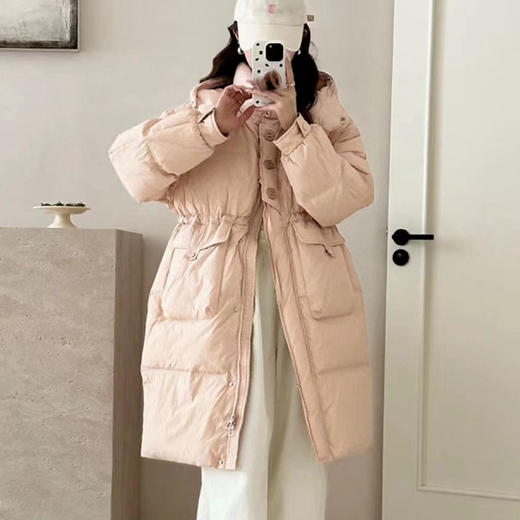 【YW】无忧购羽绒服女中长款过膝白鸭绒韩版宽松收腰保暖外套24029（截单后7天发货） 商品图5