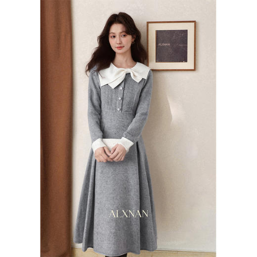 鹿向南「珍妮的旅途」法式假两件单面呢连衣裙2025新款女秋冬长裙 商品图2