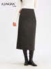 【醋酸羊驼毛】阿菁娜冬季新款醋酸羊驼毛半裙立体剪裁超长裙连腰设计显瘦F30D213011 商品缩略图0