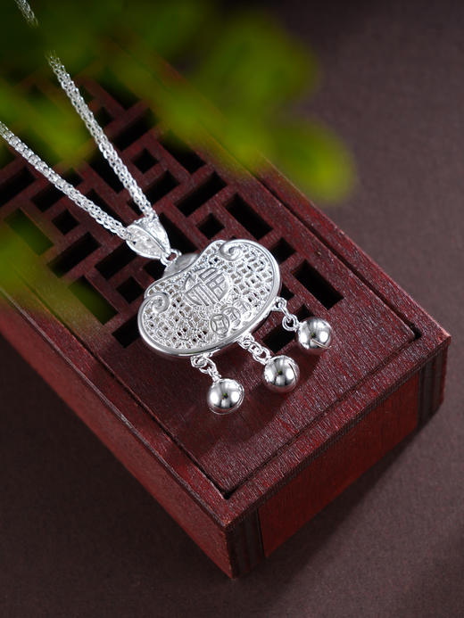 子佩集S999银【福财双全】套链【YZTL0515】纯银花丝锁项链2504 商品图0