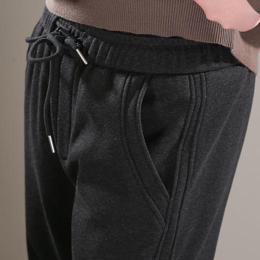 DRONKOO 2025 卡扣抽绳前两破骨压线复合厚绒厚长卫裤 商品图4