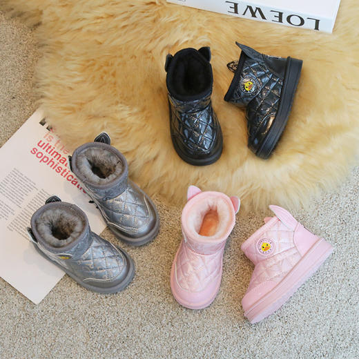 【合集】小黄鸭冬季加绒雪地棉新款儿童运动鞋防滑休闲百搭平底潮鞋小男孩皮面板鞋冬季女童鞋子22-39码 商品图12