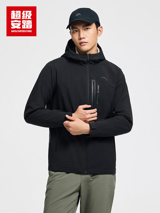 超级安踏加绒运动夹克外套男士秋冬防泼水丝光绒保暖连帽茄克152547607U 商品图0